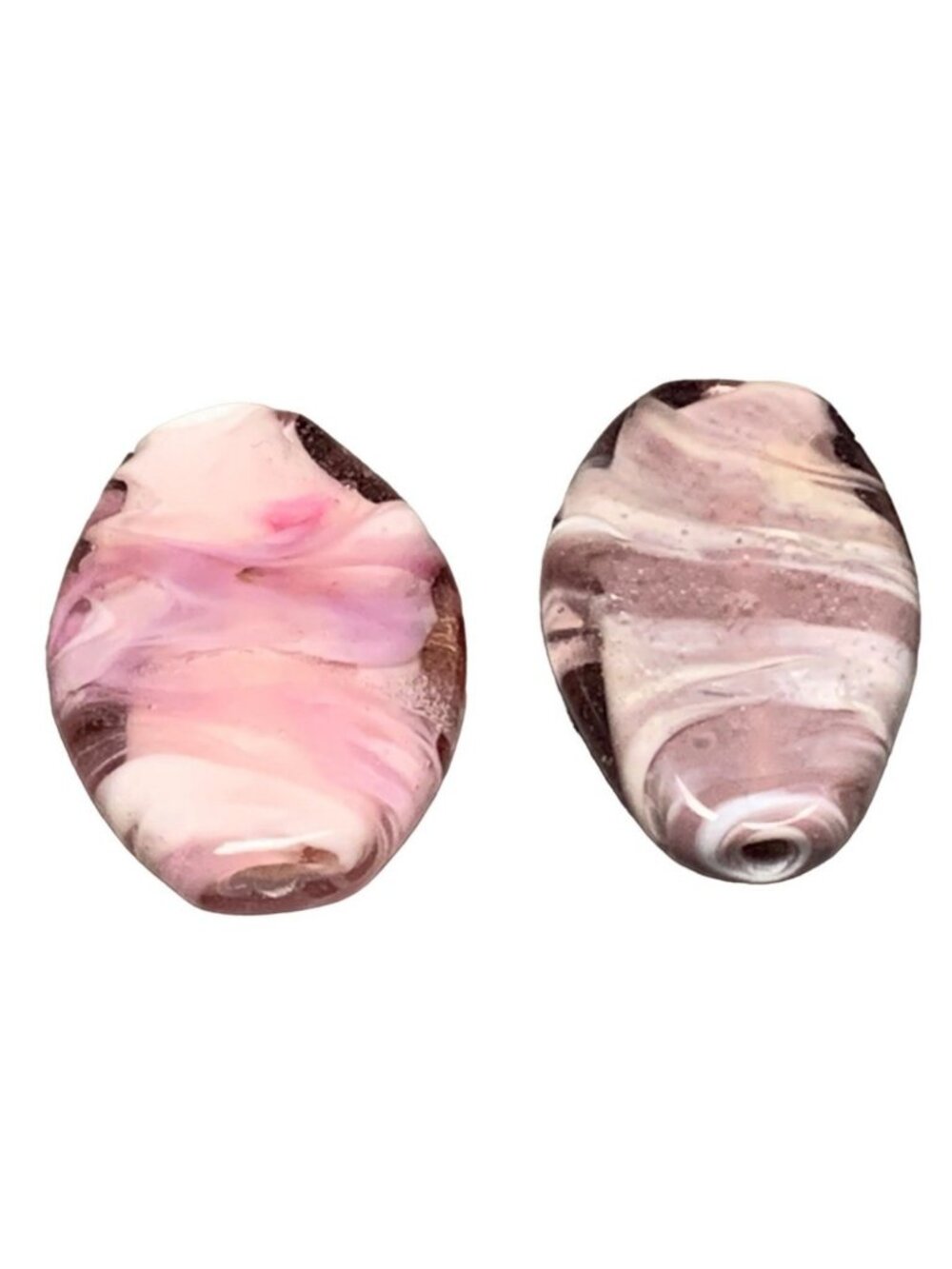Handcrafted Lampwork Glass Pink & Purple Swirled Beads Jewelry Making Set